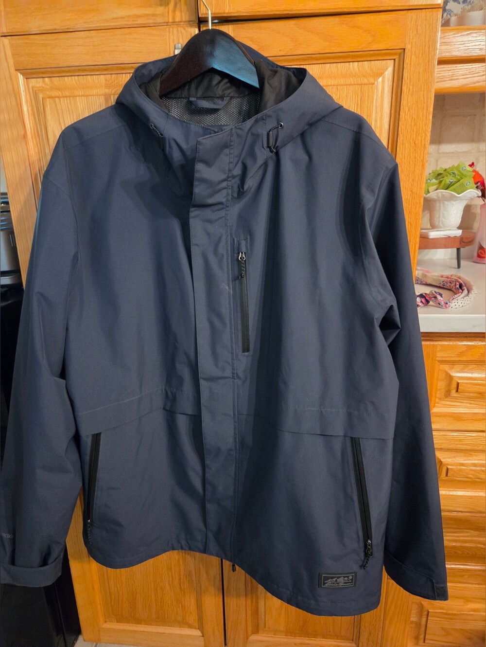 Eddie Bauer Men's Hooded Rain Jacket - Black